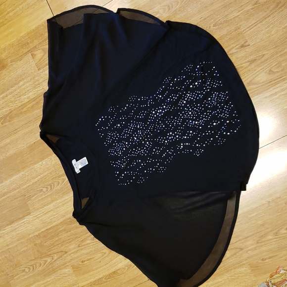 Vintage Cache black butterfly sleeve top with bling sz XS - Picture 1 of 4